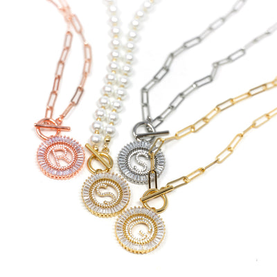 Paperclip Chain Radiant Initial Necklace|Corner Stone Spa Boutique-Necklaces- Corner Stone Spa and Salon Boutique in Stoughton, Wisconsin