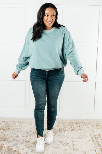 Beyond the Basics Pullover in Blue Grey|Corner Stone Spa Boutique-Tops- Corner Stone Spa and Salon Boutique in Stoughton, Wisconsin