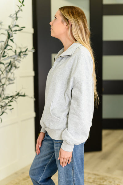 Bonbon Delight Half Zip Pullover in Grey|Corner Stone Spa Boutique-Womens- Corner Stone Spa and Salon Boutique in Stoughton, Wisconsin