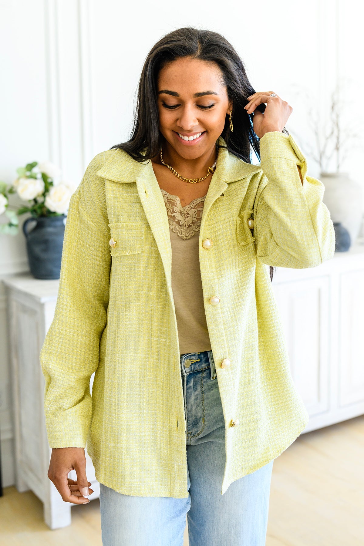 Daydreams Shacket in Yellow|Corner Stone Spa Boutique-Tops- Corner Stone Spa and Salon Boutique in Stoughton, Wisconsin