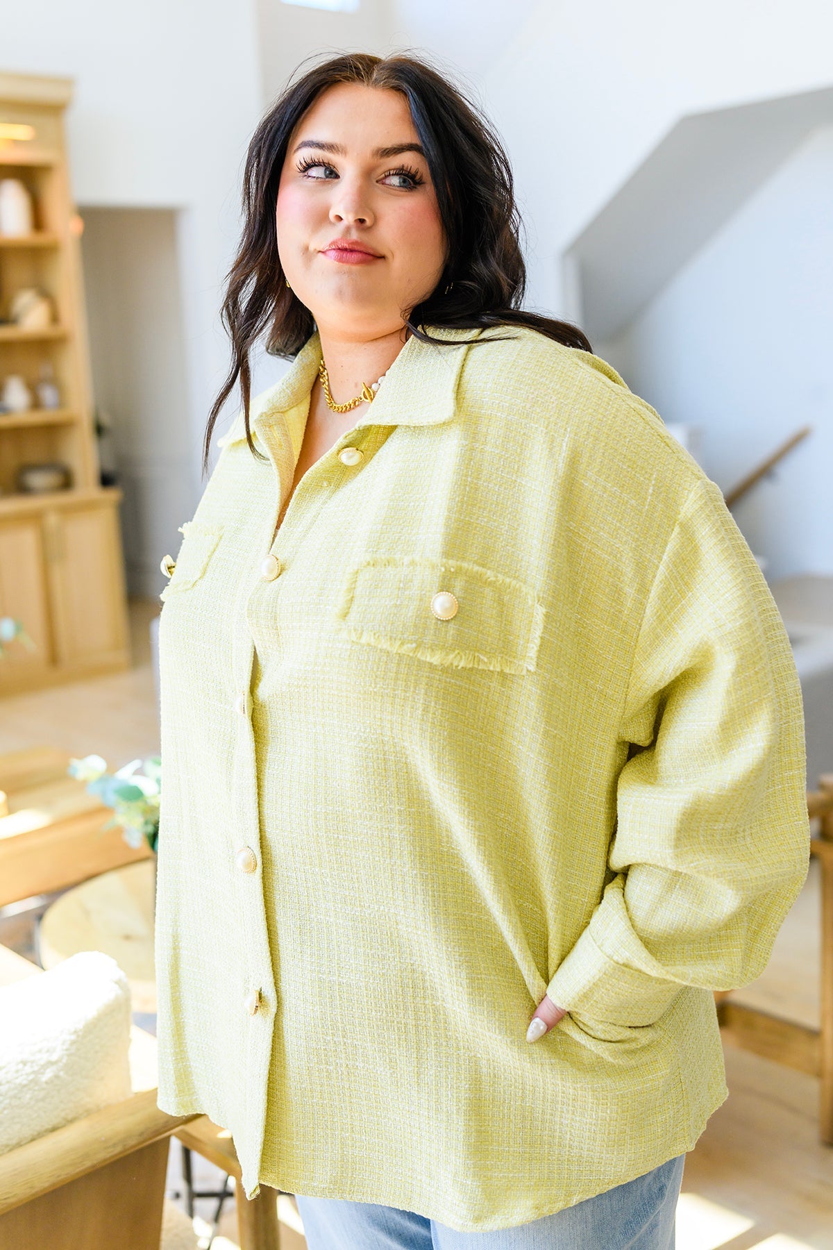 Daydreams Shacket in Yellow|Corner Stone Spa Boutique-Tops- Corner Stone Spa and Salon Boutique in Stoughton, Wisconsin