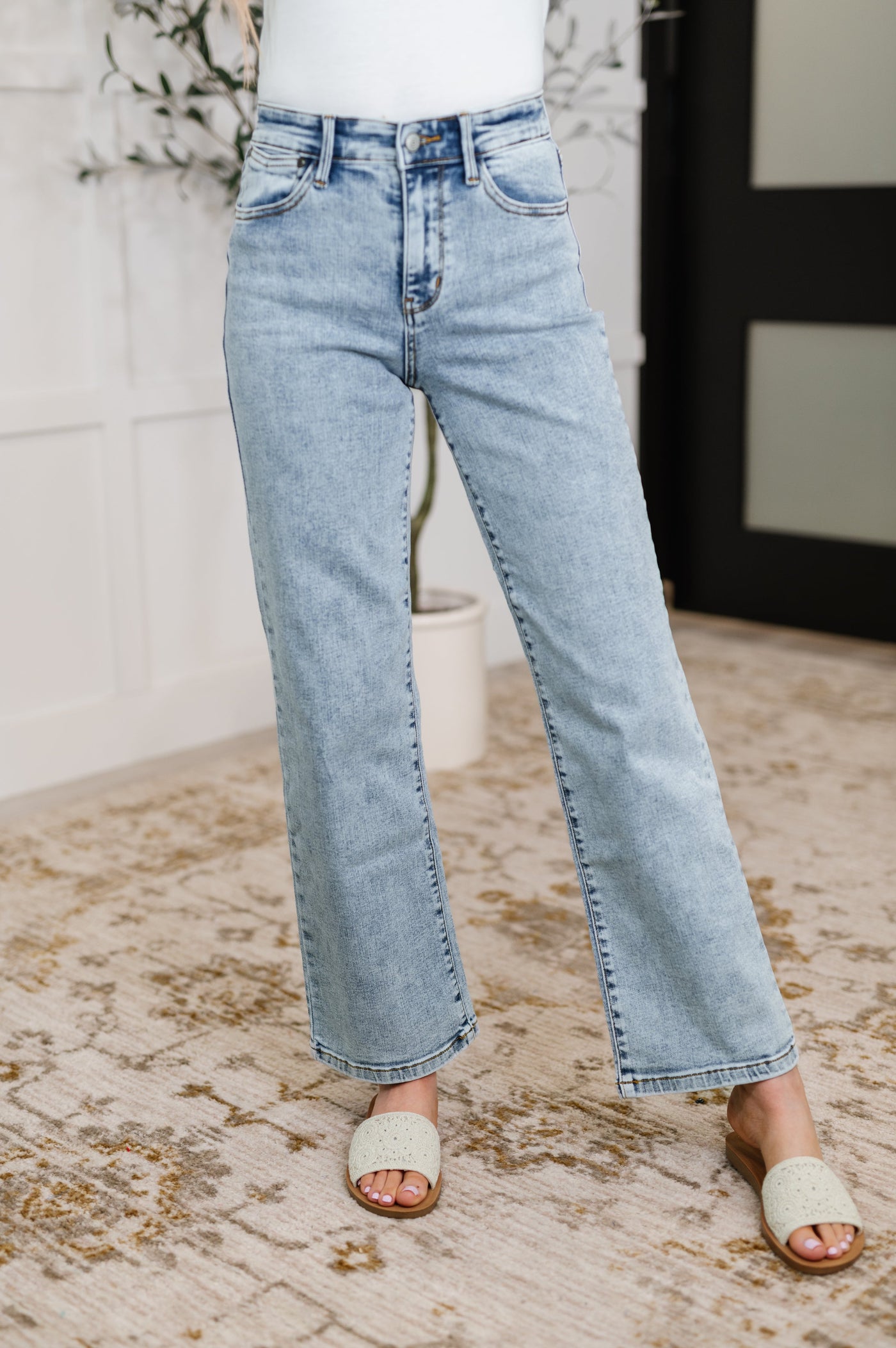 Debbie High Rise Stone Wash Straight Fit Jeans-Womens- Corner Stone Spa and Salon Boutique in Stoughton, Wisconsin