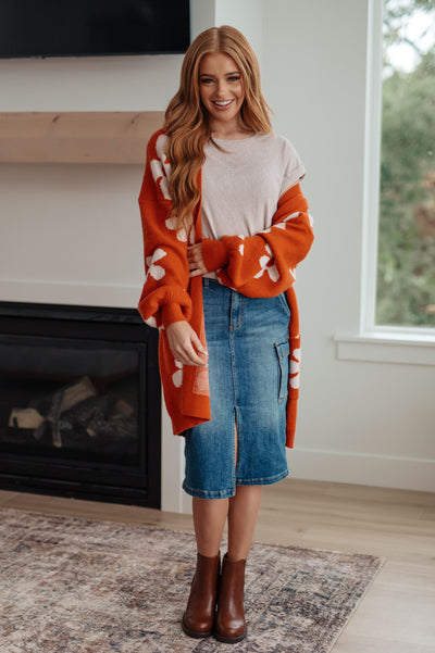 Enough Anyways Floral Cardigan in Burnt Orange-Layers- Corner Stone Spa and Salon Boutique in Stoughton, Wisconsin