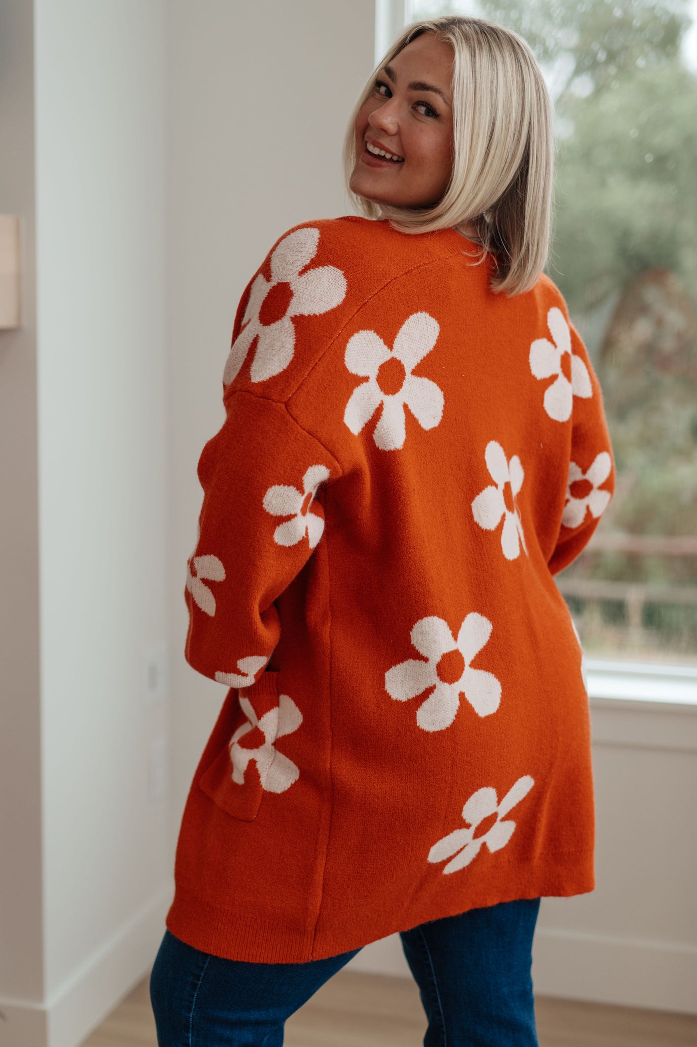 Enough Anyways Floral Cardigan in Burnt Orange-Layers- Corner Stone Spa and Salon Boutique in Stoughton, Wisconsin