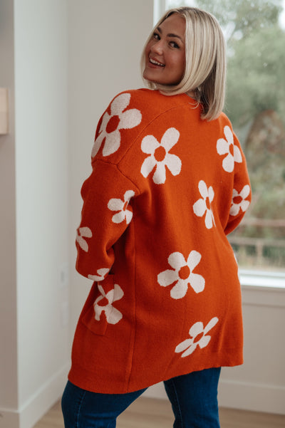 Enough Anyways Floral Cardigan in Burnt Orange-Layers- Corner Stone Spa and Salon Boutique in Stoughton, Wisconsin