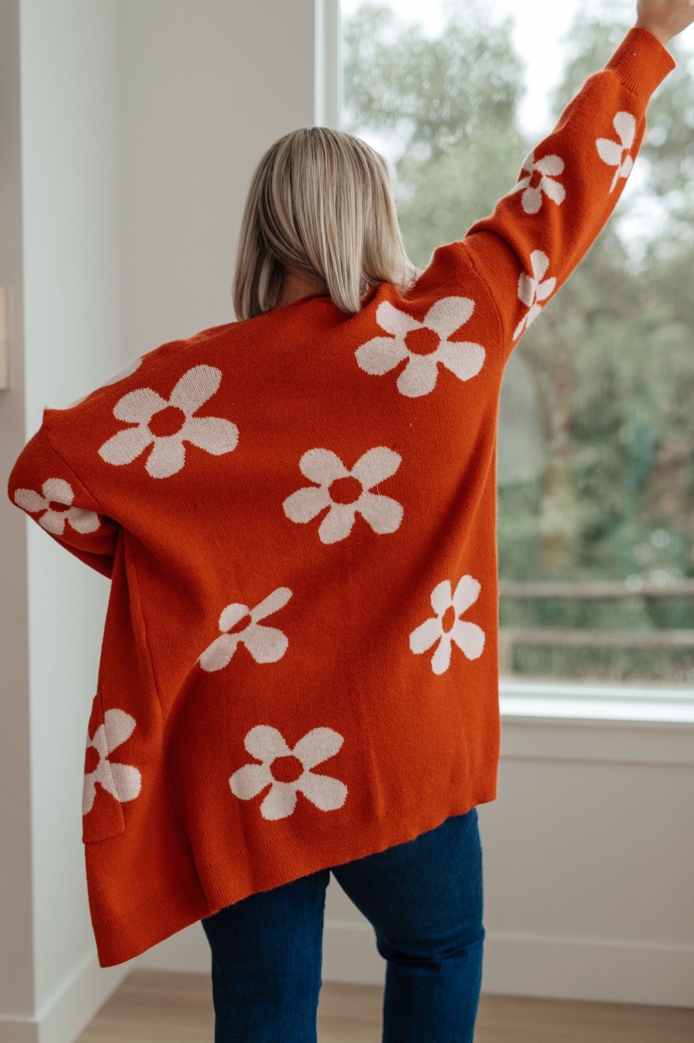 Enough Anyways Floral Cardigan in Burnt Orange-Layers- Corner Stone Spa and Salon Boutique in Stoughton, Wisconsin