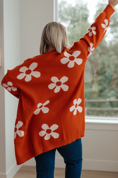 Enough Anyways Floral Cardigan in Burnt Orange-Layers- Corner Stone Spa and Salon Boutique in Stoughton, Wisconsin