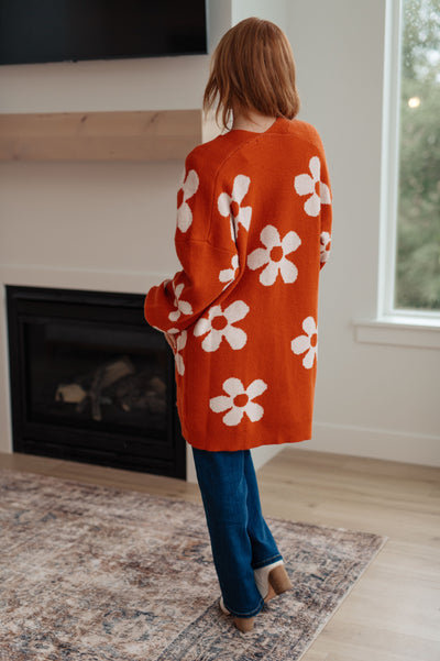 Enough Anyways Floral Cardigan in Burnt Orange-Layers- Corner Stone Spa and Salon Boutique in Stoughton, Wisconsin