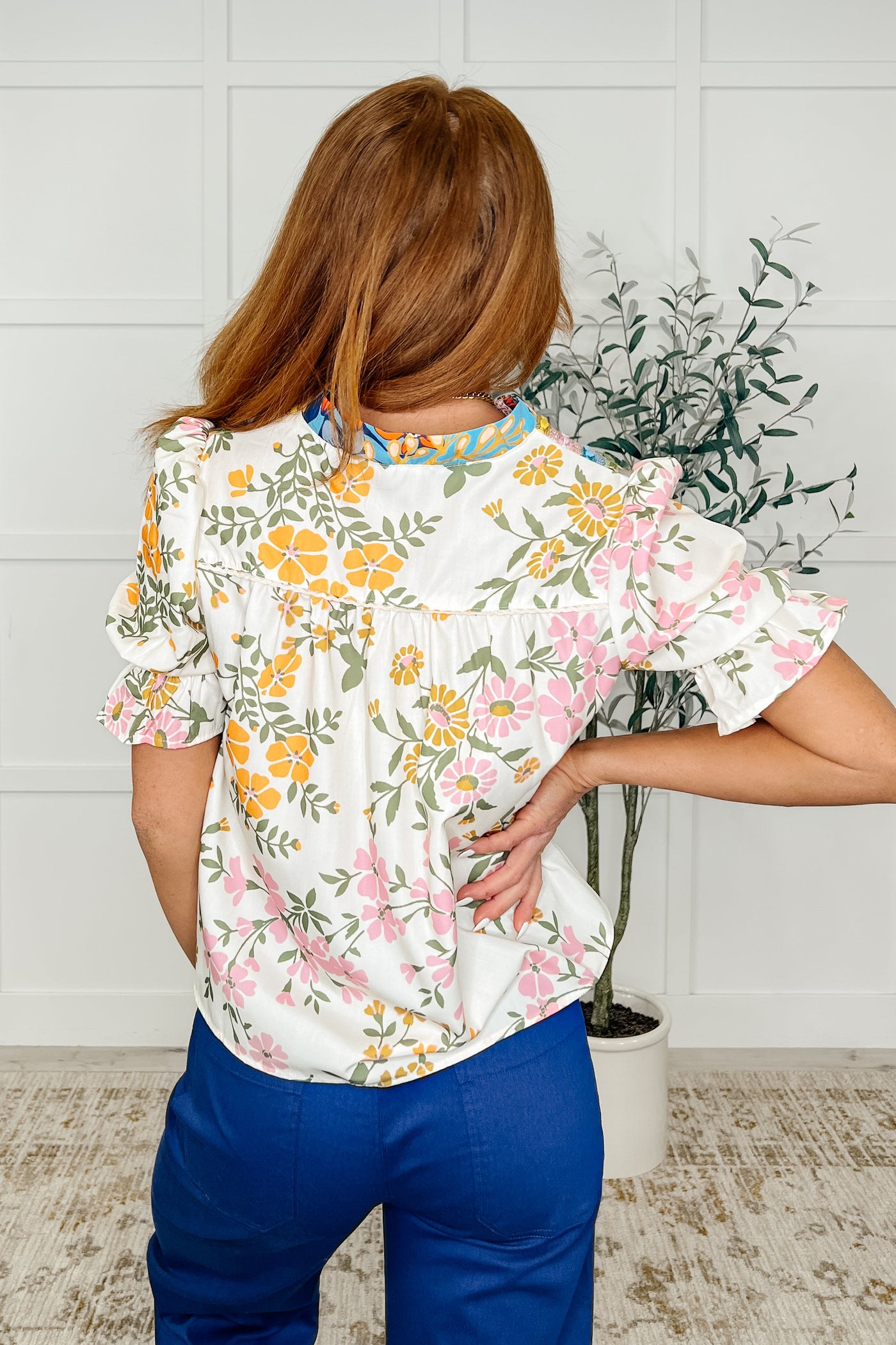Less Concerned V-Neck Floral Blouse-Womens- Corner Stone Spa and Salon Boutique in Stoughton, Wisconsin