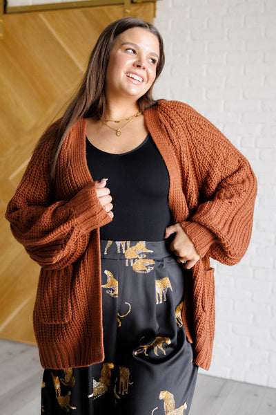 Maybe Monday Cardigan in Chestnut-Layers- Corner Stone Spa and Salon Boutique in Stoughton, Wisconsin