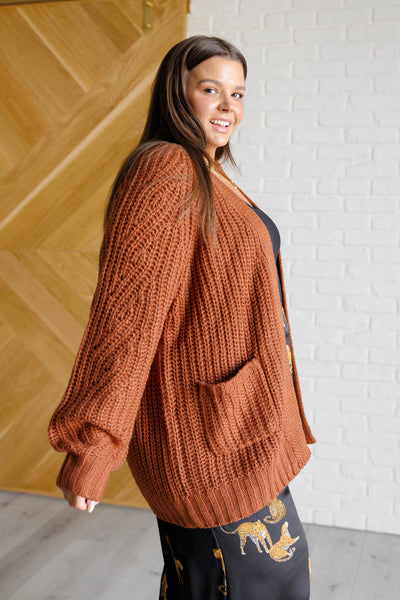 Maybe Monday Cardigan in Chestnut-Layers- Corner Stone Spa and Salon Boutique in Stoughton, Wisconsin