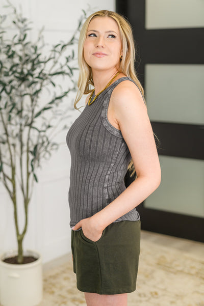 Offbeat Essential Mineral Washed Tank in Ash Grey-Womens- Corner Stone Spa and Salon Boutique in Stoughton, Wisconsin