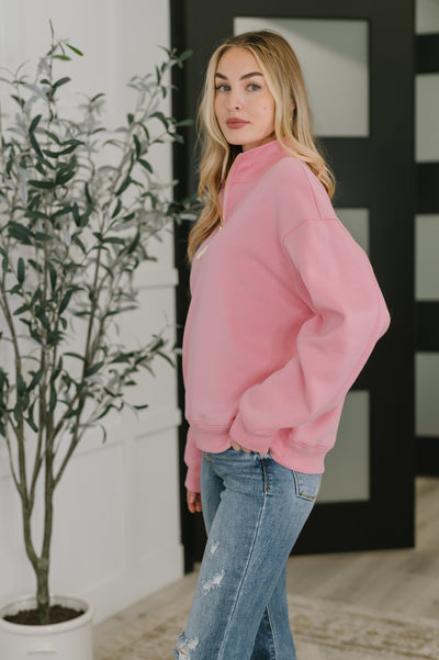 Sweater Weather Half Zip High Neck Pullover in Dark Pink-Womens- Corner Stone Spa and Salon Boutique in Stoughton, Wisconsin