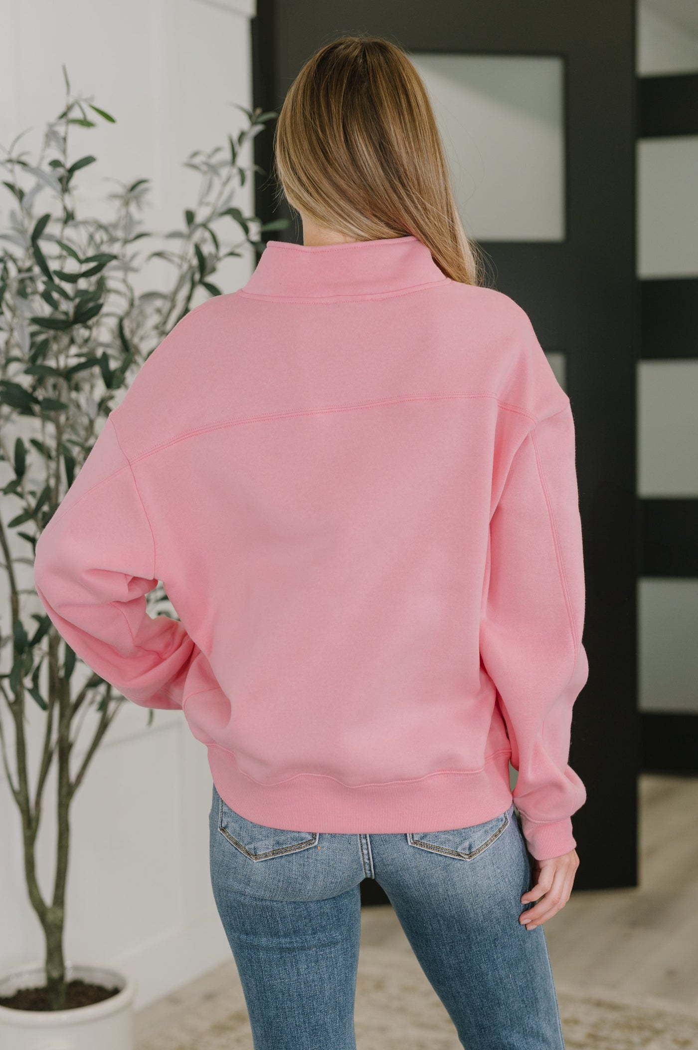 Sweater Weather Half Zip High Neck Pullover in Dark Pink-Womens- Corner Stone Spa and Salon Boutique in Stoughton, Wisconsin