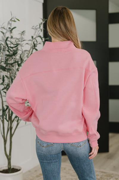 Sweater Weather Half Zip High Neck Pullover in Dark Pink-Womens- Corner Stone Spa and Salon Boutique in Stoughton, Wisconsin
