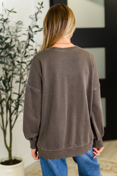 Talk Cozy to Me Stepped Hem Pullover in Brown|Corner Stone Spa Boutique-Womens- Corner Stone Spa and Salon Boutique in Stoughton, Wisconsin