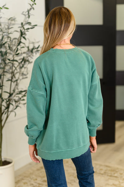 Talk Cozy to Me Stepped Hem Pullover in Dark Green|Corner Stone Spa Boutique-Womens- Corner Stone Spa and Salon Boutique in Stoughton, Wisconsin