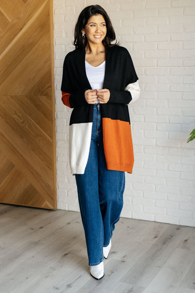 Writer's Block Color Block Open Front Cardigan-Layers- Corner Stone Spa and Salon Boutique in Stoughton, Wisconsin