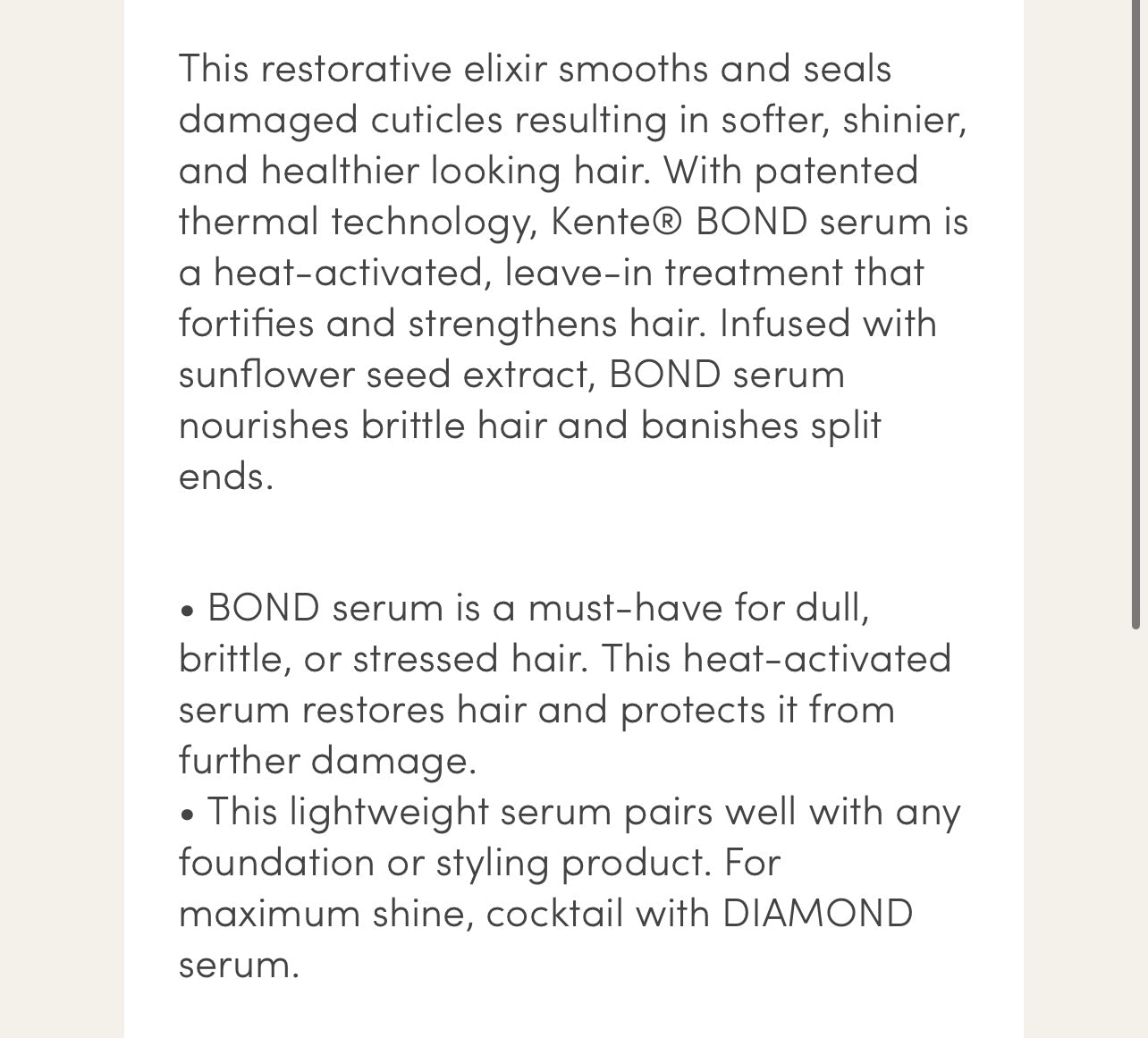 Kente bond serum Seven Haircare- Corner Stone Spa and Salon Boutique in Stoughton, Wisconsin